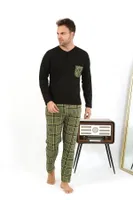 Yakası Düğmeli Uzun Kollu Penye Siyah Erkek Pijama Takımı Akbeniz 6861 Siyah görsel 4