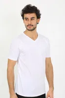 V Yaka Beyaz Penye Kısa Kollu Erkek Atlet Akbeniz 6560 Beyaz