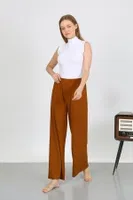 Beli Lastikli Bürümcük Kumaş Hafif Esnek Kadın Pantolon Akbeniz 210074 Kahve farklı açı