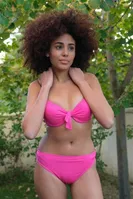 Ortası Fiyonklu Destekli Fuşya Kadın Bikini Takım Akbeniz 35008 detay görünüm