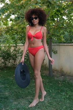 Akbeniz Ayar Askılı Destekli Fiyonklu Kırmızı Kadın Bikini Akbeniz 35008