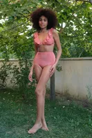 Fırfırlı Yüksek Bel Kiremit Alt Üst Bikini Takım Akbeniz 35010 Kiremit farklı açı
