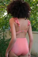 Fırfırlı Yüksek Bel Kiremit Alt Üst Bikini Takım Akbeniz 35010 Kiremit görsel 4