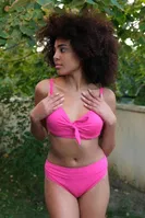 İçi Boş Fiyonklu Kaplı Fuşya Alt Üst Bikini Takım Akbeniz 35011 Fuşya