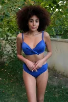 İçi Boş Fiyonklu Kaplı Saks Alt Üst Bikini Takım Akbeniz 35011 Saks