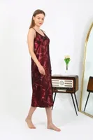 İp Askılı Uzun Parlak Micro Bordo Kadın Elbise Gecelik Akbeniz 7415 Bordo görsel 4