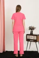 Fuşya Kısa Kollu Pamuklu Kadın Pijama Takım Akbeniz 4213 Fuşya görsel 4