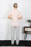 Kısa Kol Penye Pijama Takım Akbeniz 4207 Pudra görsel 6