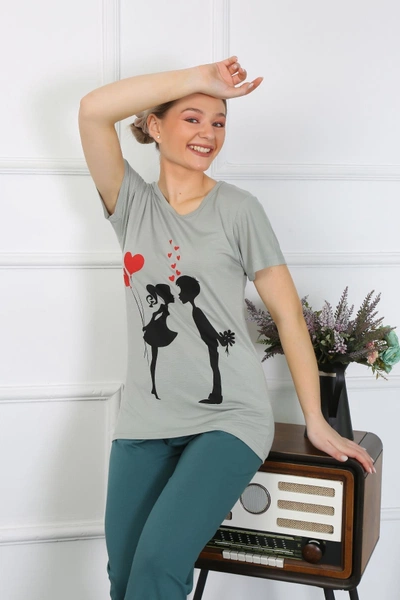 Kadın Kısa Kol Penye Pijama Takımı Akbeniz 4210