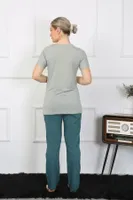 Kadın Kısa Kol Penye Pijama Takımı Akbeniz 4210 Su Yeşili görsel 4