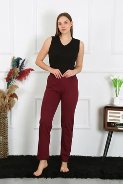 Akbeniz Kadın Pijama Altı Pamuk Penye Tek Alt Pijama Bordo Akbeniz 27513