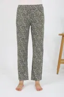 Penye Desenli Tek Alt Kadın Pijama Akbeniz 27533 Haki farklı açı