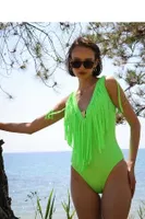 Neon Yeşil Kadın Püsküllü Mayo 34023 Neon Yeşil görsel 4