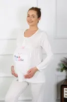 Düğmeli Uzun Kollu Hamile Lohusa Pijama Takımı Ekru Akbeniz 45501 Ekru görsel 4