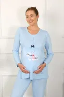 Yuvarlak Yaka Uzun Kollu Hamile Lohusa Pijama Takımı Akbeniz 45501 Mavi farklı açı