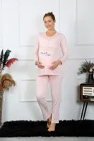 Uzun Kollu Hamile Lohusa Pijama Takımı Pudra Akbeniz 45501 Pudra