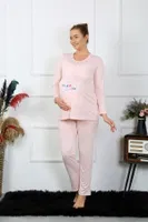Uzun Kollu Hamile Lohusa Pijama Takımı Pudra Akbeniz 45501 Pudra görsel 5