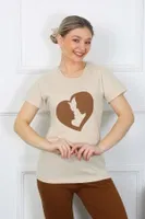 Kısa Kol Penye Pijama Takımı Akbeniz 4209 Bej detay görünüm
