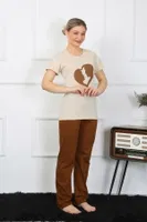 Kısa Kol Penye Pijama Takımı Akbeniz 4209 Bej görsel 6