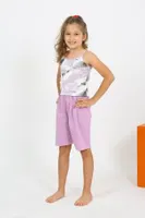 İp Askılı Şortlu Penye Lila Kız Çocuk Pijama Takım Akbeniz 20430 Lila