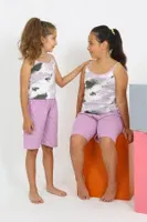 İp Askılı Şortlu Penye Lila Kız Çocuk Pijama Takım Akbeniz 20430 Lila detay görünüm