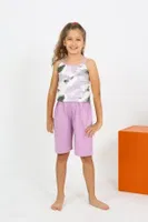 İp Askılı Şortlu Penye Lila Kız Çocuk Pijama Takım Akbeniz 20430 Lila görsel 4