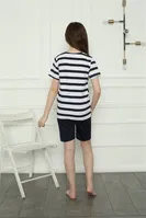Penye Kısa Kollu Kız Çocuk Şortlu Pijama Takım Akbeniz 20406 Lacivert görsel 4