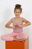 Kalın Askılı Pamuklu Kız Çocuk Pijama Takım Akbeniz 20433 Gül Kurusu farklı açı