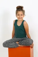 Sıfır Kollu Penye Kız Çocuk Pijama Takım Akbeniz 20433 Zümrüt Yeşili