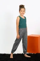 Sıfır Kollu Penye Kız Çocuk Pijama Takım Akbeniz 20433 Zümrüt Yeşili detay görünüm