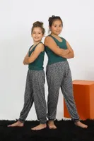 Sıfır Kollu Penye Kız Çocuk Pijama Takım Akbeniz 20433 Zümrüt Yeşili farklı açı