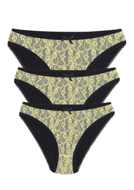 Akbeniz Önü Dantelli Pamuklu 3lü Külot Lacivert Akbeniz 40258