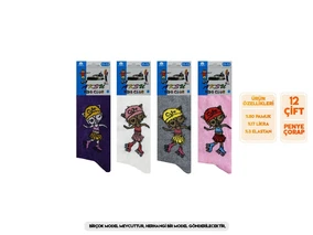 Aksu Soft Parfümlü Mevsimlik Kız Çocuk Soket Çorap 12'li Aksu 02 - Alternatif Görünüm