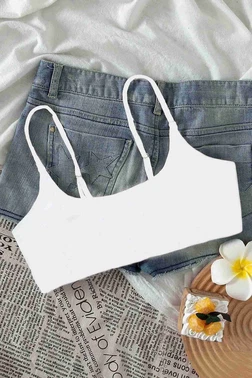 Angelsin İnce Ayarlanabilir Askı Bikini Üstü Beyaz Angelsin 4564