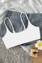 İnce Ayarlanabilir Askı Bikini Üstü Beyaz Angelsin 4564