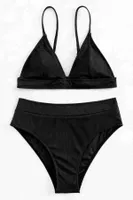 Üçgen Ayarlanabilir Askılı Tasarım Bikini Üstü Siyah Angelsin MS43789 Siyah detay görünüm
