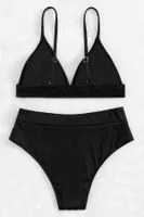 Üçgen Ayarlanabilir Askılı Tasarım Bikini Üstü Siyah Angelsin MS43789 Siyah farklı açı