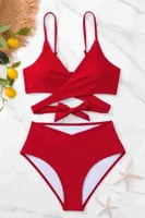 Kırmızı Bel Kuşak Detaylı Bikini Üstü Angelsin 43299 Kırmızı detay görünüm