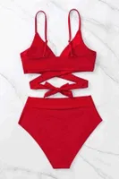 Kırmızı Bel Kuşak Detaylı Bikini Üstü Angelsin 43299 Kırmızı farklı açı