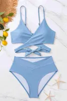 Bel Kuşak Detaylı Bikini Üstü Mavi Angelsin MS43299 Mavi görsel 5