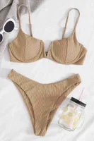 V Göğüs Dekolteli Bikini Üstü Bej Angelsin 43729 Bej