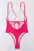 Angelsin V Yaka Sırt Dekolteli Brazilian Kesim Mayo MS 4361 - Pembe Pembe detay görünüm