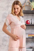 Anıl Hamile Sabahlık ve Pijama Takım 9603 Pembe görsel 4