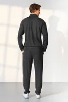 Antrasit Fermuarlı Dik Yaka Örme Erkek Pijama Takımı Doreanse 25K4542 detay görünüm