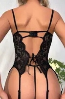 Arkadan Bağcıklı Fantezi Jartiyer Takım For Dreams 8460 Siyah detay görünüm