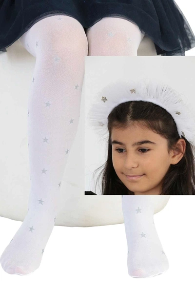Asel Taç Takım Çocuk Külotlu Çorap Beyaz Daymod D2142061