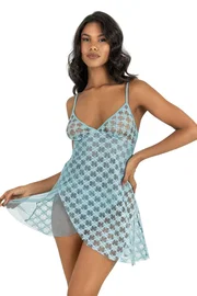 Ahu Lingerie Asimetrik Kesim Kısa Tül Gecelik Ahu Primoda 4218