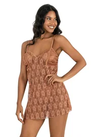 Ahu Lingerie Askılı Kısa Tül Gecelik Ahu Primoda 4214