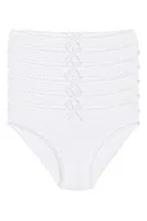 Bambu Dantelli Beyaz 6'lı Paket Kadın Bikini Külot Yıldız 3880 Beyaz