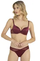 Basic Tül Çapraz Boş Cup Sütyen Takım Fabony 4190 Bordo